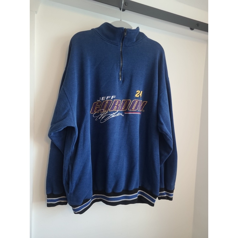 Vintage Chase Authentics Jeff Gordon Mens 2 XL‎ Sweater Blue Pullover 1/4 zip